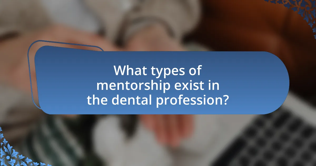 What types of mentorship exist in the dental profession?
